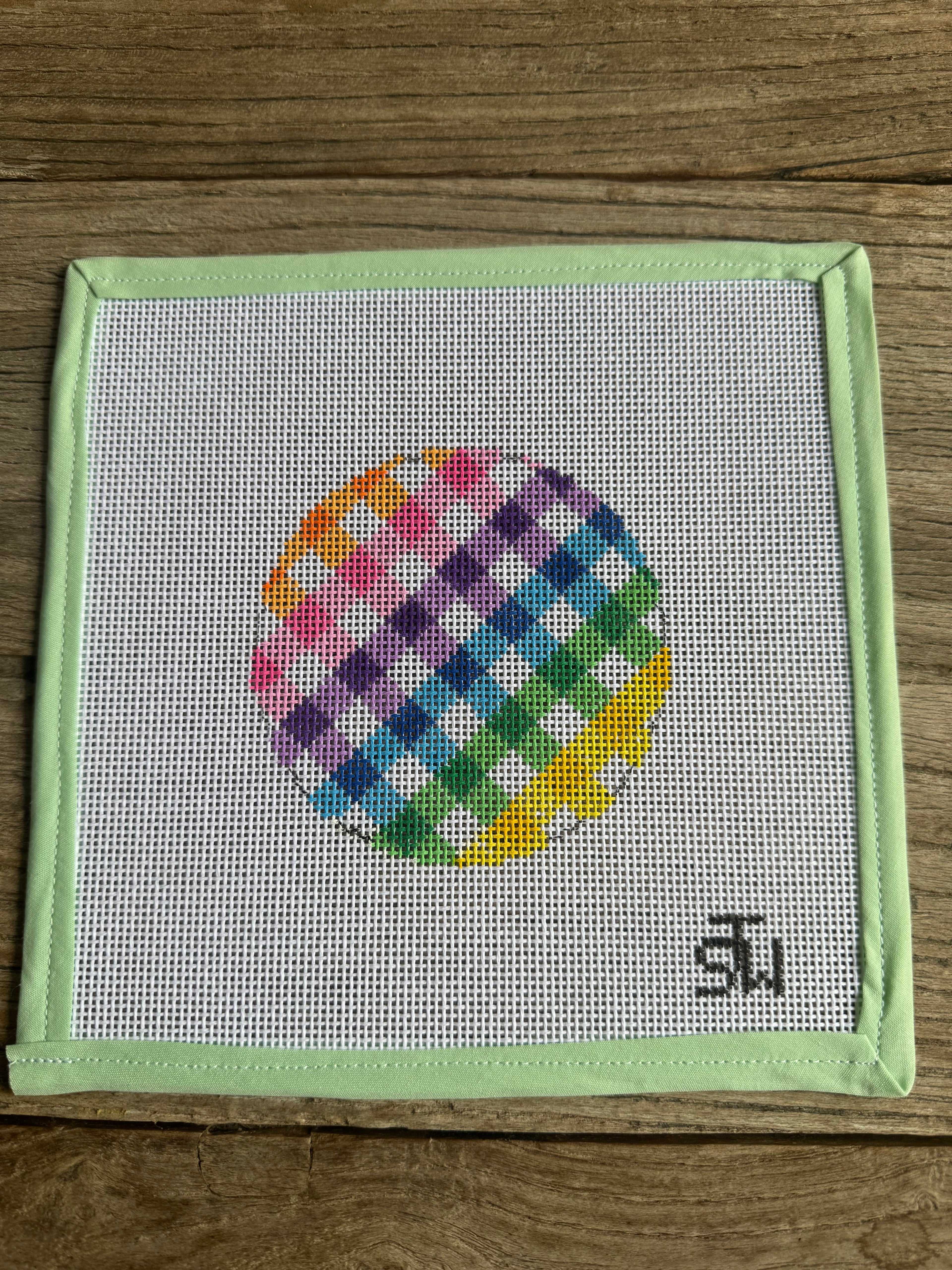 Rainbow Gingham Needlepoint Canvas